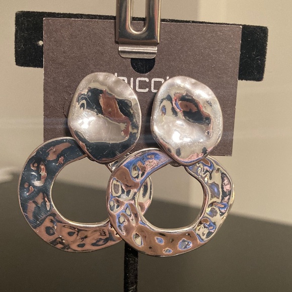 Chico's Silver and Gold Hammered Earrings - Picture 1 of 1